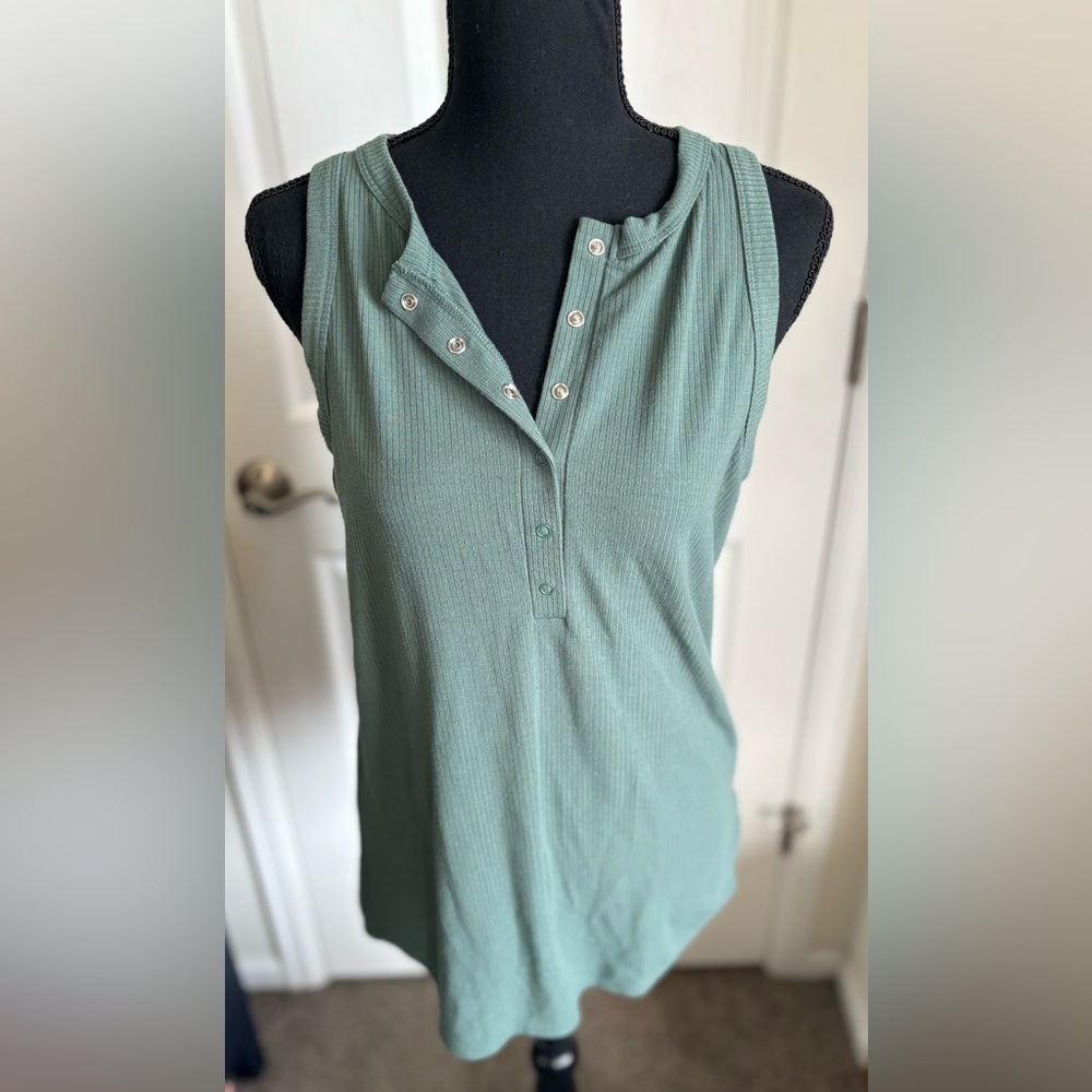 Torrid Sage Green Sleeveless Henley Tank